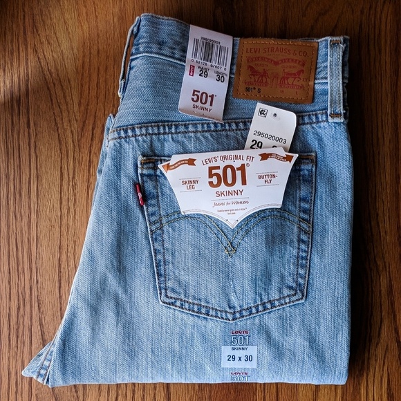 SOLD!! NWT Levi's 501 Skinny High Rise Raw Denim - Picture 6 of 6